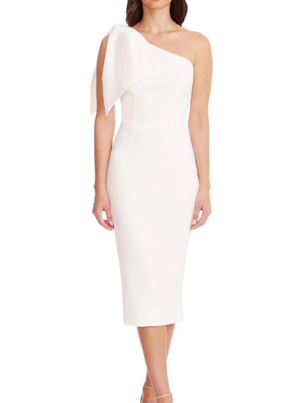 Dress the Population White One-Shoulder Midi Dress